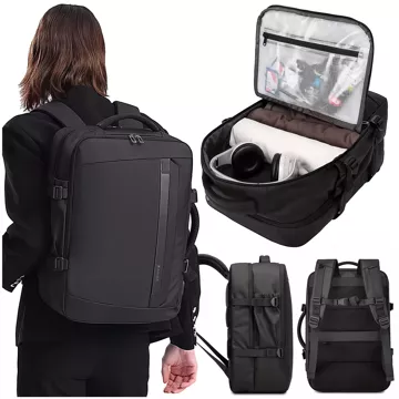 Bange wasserdichter Rucksack, Laptoptasche, 15,6 Zoll, Reisen, 47 x 31 x 20 cm, für Arbeit, Schule, Flugzeug, Herren, Damen, mit USB-Anschluss, Schwarz