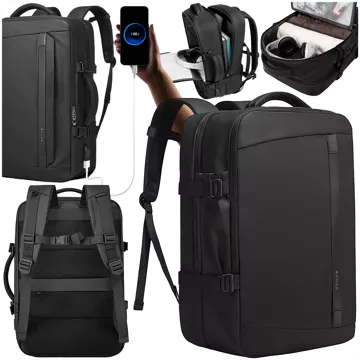 Bange wasserdichter Rucksack, Laptoptasche, 15,6 Zoll, Reisen, 47 x 31 x 20 cm, für Arbeit, Schule, Flugzeug, Herren, Damen, mit USB-Anschluss, Schwarz