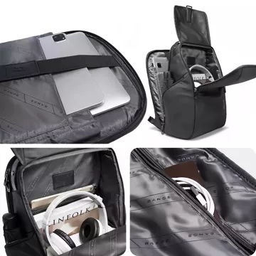 Bange wasserdichter Rucksack, Laptoptasche, 15,6 Zoll, Stadtreisender, 46 x 30 x 19 cm, für Arbeit, Schule, Flugzeug, Herren, Damen, Schwarz