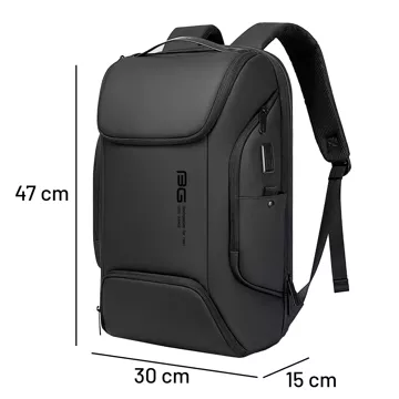 Bange wasserdichter Rucksack, Laptoptasche, 15,6 Zoll, Stadtreisender, 47 x 30 x 15 cm, für Arbeit, Schule, Flugzeug, Herren, Damen, mit USB-Anschluss, Schwarz