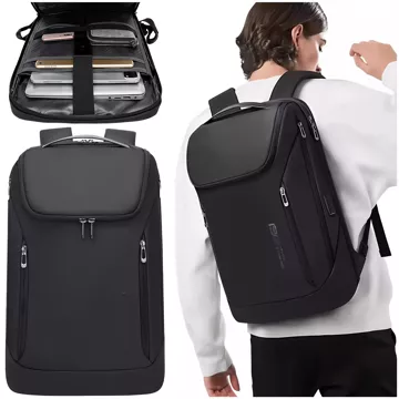 Bange wasserdichter Rucksack, Laptoptasche, 15,6 Zoll, Stadtreisender, 48 x 31 x 16 cm, für Arbeit, Schule, Flugzeug, Herren, Damen, mit USB-Anschluss, Schwarz