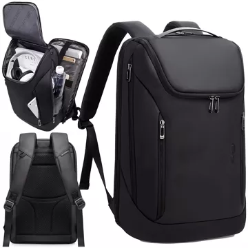 Bange wasserdichter Rucksack, Laptoptasche, 15,6 Zoll, Stadtreisender, 48 x 31 x 16 cm, für Arbeit, Schule, Flugzeug, Herren, Damen, mit USB-Anschluss, Schwarz