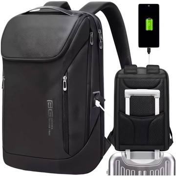 Bange wasserdichter Rucksack, Laptoptasche, 15,6 Zoll, Stadtreisender, 48 x 31 x 16 cm, für Arbeit, Schule, Flugzeug, Herren, Damen, mit USB-Anschluss, Schwarz