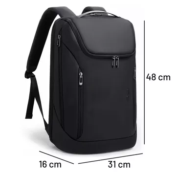 Bange wasserdichter Rucksack, Laptoptasche, 15,6 Zoll, Stadtreisender, 48 x 31 x 16 cm, für Arbeit, Schule, Flugzeug, Herren, Damen, mit USB-Anschluss, Schwarz