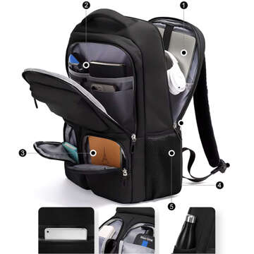 Bange wasserdichter Rucksack, Laptoptasche 15,6 Zoll, für Arbeit, Schule, Flugzeug, 47 x 30,5 x 17 cm, Herren, Damen