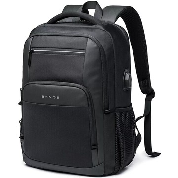 Bange wasserdichter Rucksack für 15,6-Zoll-Laptop, Stadtreisender, 45 x 30 x 16 cm, für Arbeit, Flugzeug, Herren, Damen, mit USB-Anschluss Schwarz