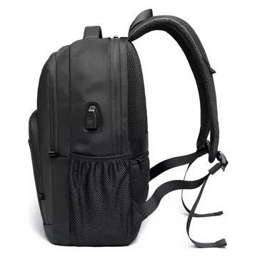 Bange wasserdichter Rucksack für 15,6-Zoll-Laptop, Stadtreisender, 45 x 30 x 16 cm, für Arbeit, Flugzeug, Herren, Damen, mit USB-Anschluss Schwarz