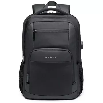 Bange wasserdichter Rucksack für 15,6-Zoll-Laptop, Stadtreisender, 45 x 30 x 16 cm, für Arbeit, Flugzeug, Herren, Damen, mit USB-Anschluss Schwarz