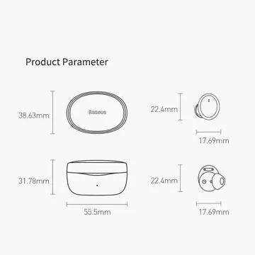 Baseus Bowie E2 TWS Bluetooth 5.2 Kabellose Kopfhörer Wasserdicht IP55 Schwarz (NGTW090001)