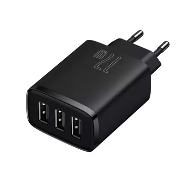 Baseus Compact 3x USB Typ A 17W Wandladegerät Schwarz