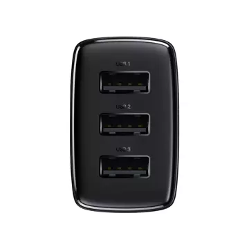 Baseus Compact 3x USB Typ A 17W Wandladegerät Schwarz