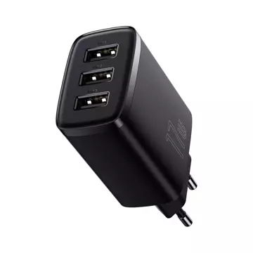 Baseus Compact 3x USB Typ A 17W Wandladegerät Schwarz