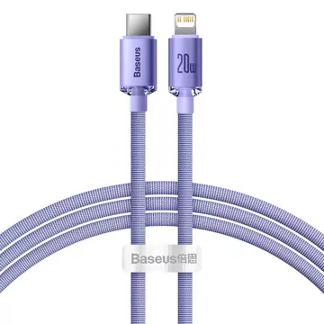 Baseus Crystal Shine Series Kabel USB-Kabel für schnelles Aufladen und Datenübertragung USB Typ C - Lightning 20W 1,2m Lila (CAJY000205)