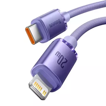 Baseus Crystal Shine Series Kabel USB-Kabel für schnelles Aufladen und Datenübertragung USB Typ C - Lightning 20W 1,2m Lila (CAJY000205)