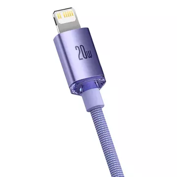 Baseus Crystal Shine Series Kabel USB-Kabel für schnelles Aufladen und Datenübertragung USB Typ C - Lightning 20W 1,2m Lila (CAJY000205)