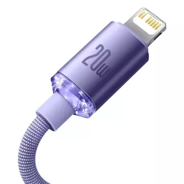 Baseus Crystal Shine Series Kabel USB-Kabel für schnelles Aufladen und Datenübertragung USB Typ C - Lightning 20W 1,2m Lila (CAJY000205)