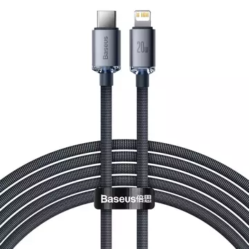 Baseus Crystal Shine Series Kabel USB-Kabel für schnelles Aufladen und Datenübertragung USB Typ C - Lightning 20W 2m schwarz (CAJY000301)