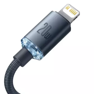 Baseus Crystal Shine Series Kabel USB-Kabel für schnelles Aufladen und Datenübertragung USB Typ C - Lightning 20W 2m schwarz (CAJY000301)