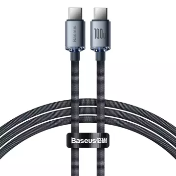 Baseus Crystal Shine Series Kabel USB-Kabel für schnelles Aufladen und Datenübertragung USB Typ C - USB Typ C 100W 1,2m schwarz (CAJY000601)