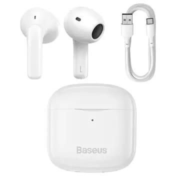 Baseus E3 Wireless Bluetooth 5.0 TWS Kopfhörer In-Ear Wasserdicht IP64 Weiß (NGTW080002)