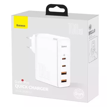 Baseus GaN2 Pro Schnellladegerät 100W USB / USB Type C Quick Charge 4 Power Delivery weiß (CCGAN2P-L02)