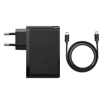 Baseus GaN2 Pro Wandladegerät, 2x USB, 2x USB-C, 100W, EU (schwarz)