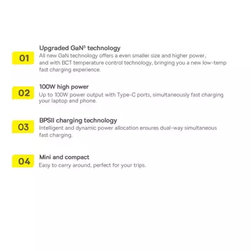 Baseus GaN5 Pro Fast Universal GaN USB Ladegerät Typ C / USB 100W PD3.0, QC4.0, AFC weiß (CCGP090202)