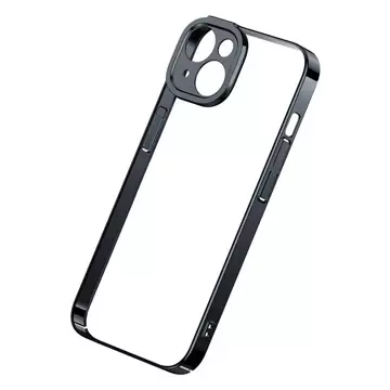 Baseus Glitter Schutzhülle Set Clear Case und Tempered Glass für iPhone 14 Plus (Schwarz)