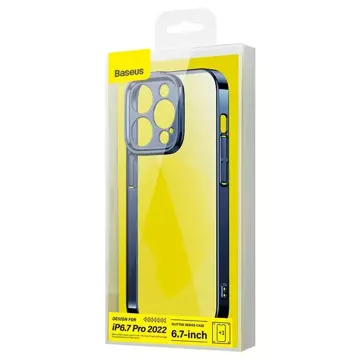 Baseus Glitter Schutzhülle Set Clear Case und Tempered Glass für iPhone 14 Pro Max (Blau)