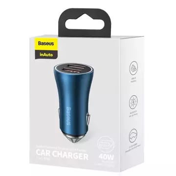 Baseus Golden Contactor Pro Fast Car Charger 2x USB 40W Quick Charge SCP FCP AFC Blau (CCJD-A03)