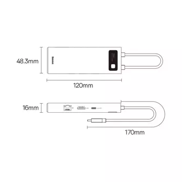 Baseus Metal Gleam Series 7-in-1 HUB grau (WKWG040013)