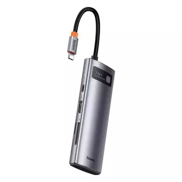 Baseus Metal Gleam Series multifunktionaler USB HUB 7in1 Typ C HDMI TF PD Kartenleser grau (WKWG020113)