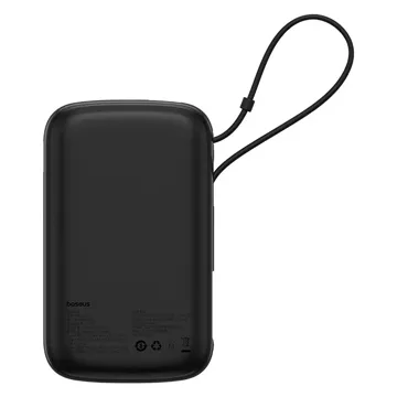 Baseus Qpow Pro 10000 mAh 22,5 W Powerbank mit integriertem USB-C-Kabel und Display – Schwarz