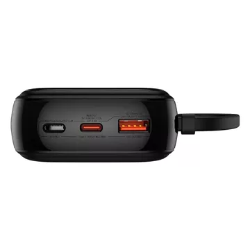 Baseus Qpow Pro 20000 mAh 22,5 W Powerbank mit integriertem USB-C-Kabel und Display – Schwarz