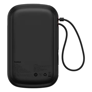 Baseus Qpow Pro 20000 mAh 22,5 W Powerbank mit integriertem USB-C-Kabel und Display – Schwarz