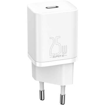 Baseus Super Si USB-C Typ C PD 25 W weißes Netzteil-Ladegerät