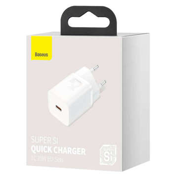 Baseus Super Si USB-C Typ C PD 25 W weißes Netzteil-Ladegerät