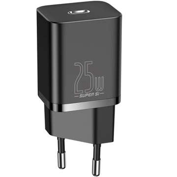 Baseus Super Si USB-C Typ C PD 25W schwarzes Netzteil-Ladegerät