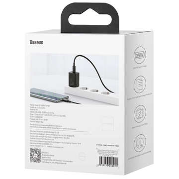 Baseus Super Si USB-C Typ C PD 25W schwarzes Netzteil-Ladegerät