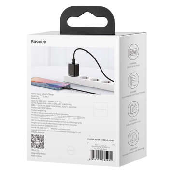 Baseus Super Si USB-C Type C PD Power Delivery 30 W Netzteil in Schwarz