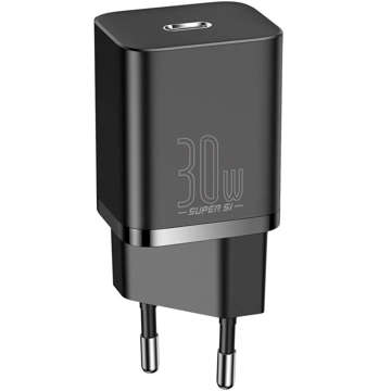 Baseus Super Si USB-C Type C PD Power Delivery 30 W Netzteil in Schwarz