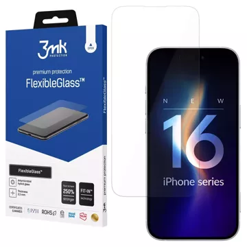 Bruchsicheres Hybridglas für Apple iPhone 16 3mk FlexibleGlass Displayschutzglas 7h