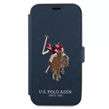 Buch-Handyhülle aus der US Polo-Stickerei-Kollektion für iPhone 12/12 Pro 6,1 Zoll Marineblau/Marineblau