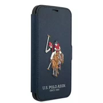 Buch-Handyhülle aus der US Polo-Stickerei-Kollektion für iPhone 12/12 Pro 6,1 Zoll Marineblau/Marineblau