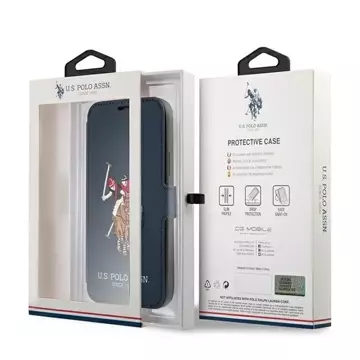 Buch-Handyhülle aus der US Polo-Stickerei-Kollektion für iPhone 12/12 Pro 6,1 Zoll Marineblau/Marineblau