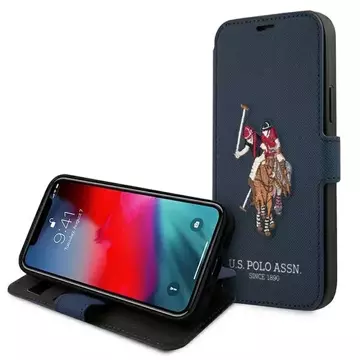 Buch-Handyhülle aus der US Polo-Stickerei-Kollektion für iPhone 12/12 Pro 6,1 Zoll Marineblau/Marineblau