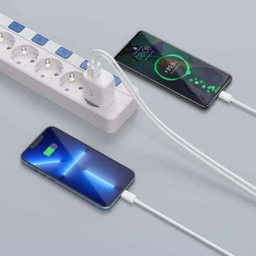 C20W 2-PORT NETZWERKLADEGERÄT PD20W/QC3.0 LIGHTNING KABEL WEISS