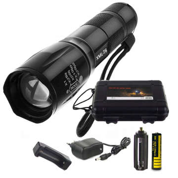 CREE-XML-T6 LED Taktische Taschenlampe Military Handheld Alogy Wasserdichter Zoom Ultra helles Licht schwarz