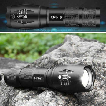 CREE-XML-T6 LED Taktische Taschenlampe Military Handheld Alogy Wasserdichter Zoom Ultra helles Licht schwarz