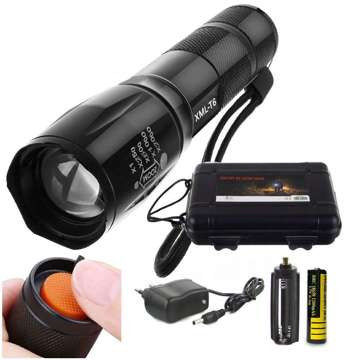 CREE-XML-T6 LED Taktische Taschenlampe Military Handheld Alogy Wasserdichter Zoom Ultra helles Licht schwarz